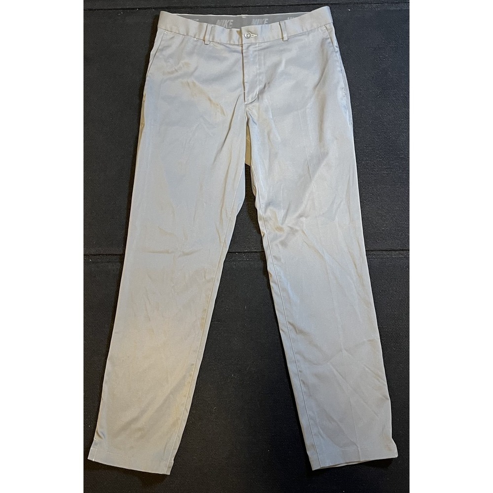 Nike Pants Mens 32x32 Gray Stretch Chino Golf Flat Front Pockets 833194-021‎